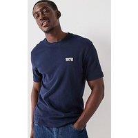 Mango Casual 1972 Back Print Short Sleeve Crew Neck T-Shirt - Navy