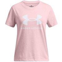 Under Armour Junior Girls Big Logo T-Shirt - Pink/White