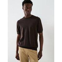 Mango Arraona Essentials Knitted Short Sleeve T-Shirt - Dark Brown