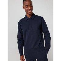 Mango Beach Essentials Button Collar Sweat Top - Navy