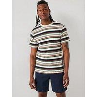 Mango Roger Casual Striped Short Sleeve Crew Neck T-Shirt - Beige