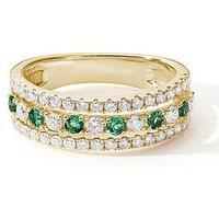 Created Brilliance Colette 9Ct Yellow Gold 0.74Ct Tw. Lab Grown Diamonds And Created Emerald Band Ring