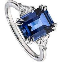 Created Brilliance Cassie 9Ct White Gold 10X8 Created Sapphire And 0.36Ct Tw Trillion Cut Lab Grown Diamond Engagement Ring