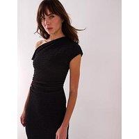 V By Very Textured Ruched Midaxi Dress - Black