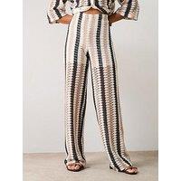 V By Very Longline Stripe Wide Leg Co-Ord Trousers - Cream/Stripe