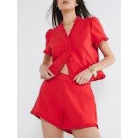 River Island Tailored Frill Short - Red