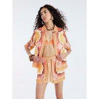 River Island Scarf Print Shorts - Orange