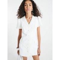 River Island Linen Ruffle Dress - White