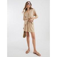 River Island Linen Blend Short - Stone