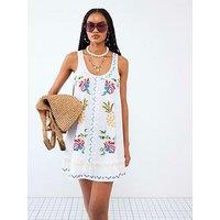 River Island Embellished Shift Dress - White
