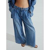 River Island Tailored Wide Leg Jeans - Medium Denim