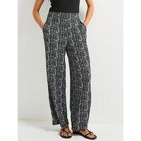 V By Very Wide Leg High Waisted Textured Trousers - Print
