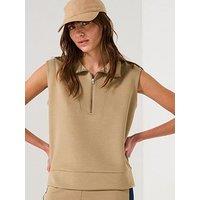 V By Very Zip Up Sleeveless Sweatshirt Top Co-Ord - Taupe