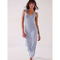 V By Very Lurex Scoop Neck Column Midaxi Dress - Blue