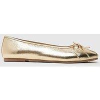 Schuh Wide Fit Leilani Ruched Ballerina - Gold