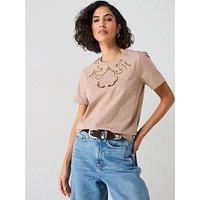 V By Very Embroidered Cut Out Tshirt