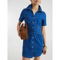 River Island Seam Detail Shirt Dress - Bright Denim