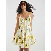 River Island Ruched Babydoll Mini Dress - Yellow