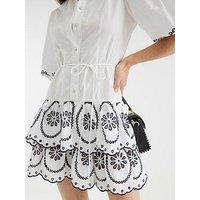 River Island Broderie Shirt Dress - White
