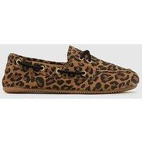 Schuh Lyanna Suede Flat Boat Shoes - Leopard - Print