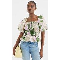 River Island Floral Puff Sleeve Top
