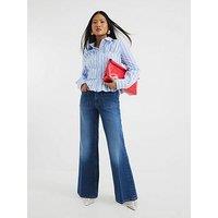 River Island High Rise Relaxed Flare Jean - Blue