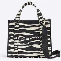 River Island Medium Zebra Print Tote - Black