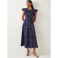 Monsoon Josie Jacquard Dress - Navy