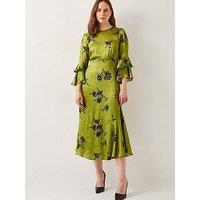 Monsoon Pelia Satin Dress - Green