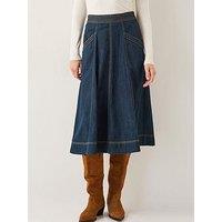 Monsoon Harper Seamed Skirt - Indigo
