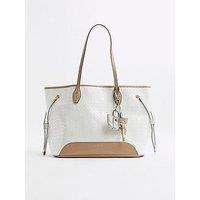 River Island Embossed Side Tie Shopper - White