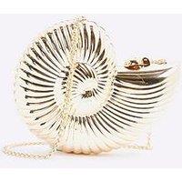 River Island Shell Metal Clutch Bag - Gold