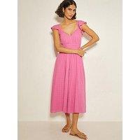 Monsoon Marlee Ruffle Midi Sun Dress - Pink