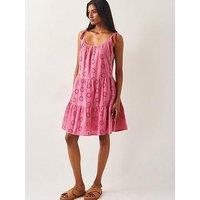 Monsoon Maud Broderie Dress - Pink