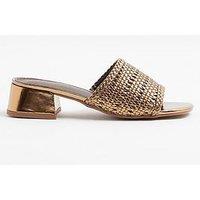 River Island Woven Block Slider Heels - Bronze - Gold