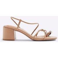 River Island Diamante Toe Loop Block Heel - Light Beige