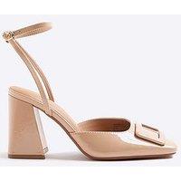 River Island Block Heel Square Toe - Beige