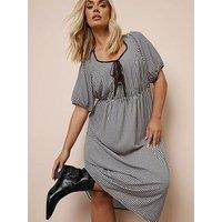 Yours Check Front Bow Dress - Black