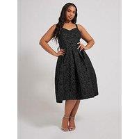 Yours Sweetheart Jacquard Prom Skater Dress - Black