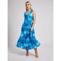 Yours V Neck Mesh Drape Maxi Dress - Black