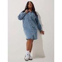 Yours Denim Mini Dress Blue - Black