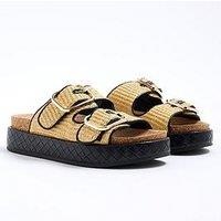 River Island Wide Fit Double Strap Sandal - Beige