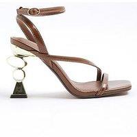 River Island Feature Heel Sandal - Dark Brown