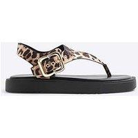 River Island Toe Thong Footbed - Dark Beige