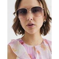 River Island Metal Aviator Twist Detail Sunglasses - Rose Gold