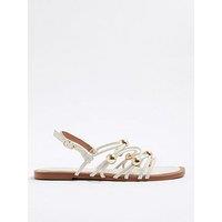 River Island Beaded Metal Sandal - Cream