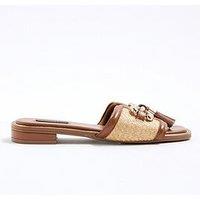 River Island Snaffle Tassel Mule Sandal - Light Beige