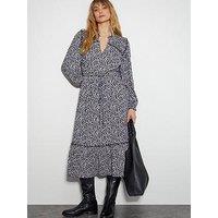 Monsoon Print Jersey Dress - Black