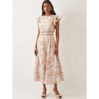 Monsoon Josie Jacquard Dress - Blush Pink