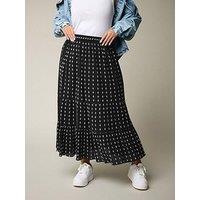 Yours Swiss Dot Tiered Maxi Skirt - Black